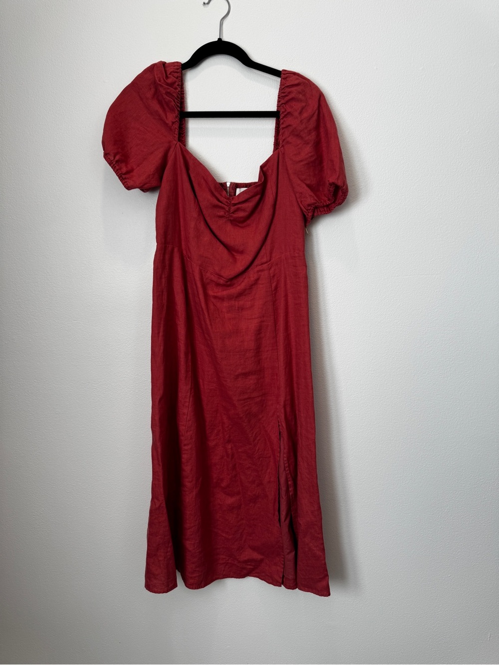 Wilfred Red Midi Puff Sleeve Dress
